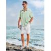 Runcati Mens Hawaiian Shirt Short Sleeve Button Down Summer Beach Vacation Cotton Linen Shirts(Mint Color)