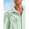 Runcati Mens Hawaiian Shirt Short Sleeve Button Down Summer Beach Vacation Cotton Linen Shirts(Mint Color)
