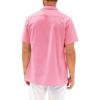 Runcati Mens Hawaiian Shirt Short Sleeve Button Down Summer Beach Vacation Cotton Linen Shirts(Pink)