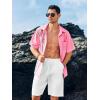 Runcati Mens Hawaiian Shirt Short Sleeve Button Down Summer Beach Vacation Cotton Linen Shirts(Pink)