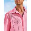 Runcati Mens Hawaiian Shirt Short Sleeve Button Down Summer Beach Vacation Cotton Linen Shirts(Pink)