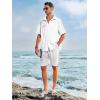 Runcati Mens Hawaiian Shirt Short Sleeve Button Down Summer Beach Vacation Cotton Linen Shirts(White)