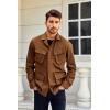 Runcati Mens Lightweight Safari Jacket Button Up Cotton Outdoor Military Cargo Long Sleeve Outwear(Brown)