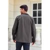 Runcati Mens Lightweight Safari Jacket Button Up Cotton Outdoor Military Cargo Long Sleeve Outwear(Grey)