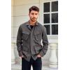 Runcati Mens Lightweight Safari Jacket Button Up Cotton Outdoor Military Cargo Long Sleeve Outwear(Grey)