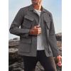 Runcati Mens Lightweight Safari Jacket Button Up Cotton Outdoor Military Cargo Long Sleeve Outwear(Grey)