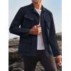 Runcati Mens Lightweight Safari Jacket Button Up Cotton Outdoor Military Cargo Long Sleeve Outwear(Navy)