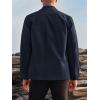 Runcati Mens Lightweight Safari Jacket Button Up Cotton Outdoor Military Cargo Long Sleeve Outwear(Navy)