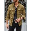 Runcati Mens Lightweight Safari Jacket Casual Button Up Jacket Windproof Work Coat with Pockets(Khaki)