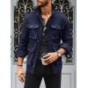 Runcati Mens Lightweight Safari Jacket Casual Button Up Jacket Windproof Work Coat with Pockets(Navy Blue)