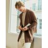 Runcati Mens Long Cardigan Sweater Casual Ruffle Shawl Collar Open Front Cardigan Knit Drape Cape Winter Sweaters(Brown)