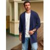 Runcati Mens Long Cardigan Sweater Casual Ruffle Shawl Collar Open Front Cardigan Knit Drape Cape Winter Sweaters(Navy)