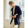Runcati Mens Long Cardigan Sweater Casual Ruffle Shawl Collar Open Front Cardigan Knit Drape Cape Winter Sweaters(Navy)