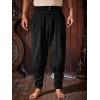 Runcati Mens Medieval Ankle Pants Renaissance Viking Pirate Pants Lace Up Cotton Tapered Halloween Costume Trousers(Black)