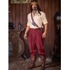 Runcati Mens Medieval Ankle Pants Renaissance Viking Pirate Pants Lace Up Cotton Tapered Halloween Costume Trousers(Claret)