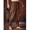 Runcati Mens Medieval Ankle Pants Renaissance Viking Pirate Pants Lace Up Cotton Tapered Halloween Costume Trousers(Coffee)