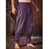 Runcati Mens Medieval Ankle Pants Renaissance Viking Pirate Pants Lace Up Cotton Tapered Halloween Costume Trousers(Purplish Red)