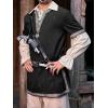 Runcati Mens Medieval Costume Halloween Renaissance Tunic Viking Knight Pirate Warrior LARP Shirts(Black)