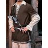 Runcati Mens Medieval Costume Halloween Renaissance Tunic Viking Knight Pirate Warrior LARP Shirts(Brown)