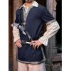 Runcati Mens Medieval Costume Halloween Renaissance Tunic Viking Knight Pirate Warrior LARP Shirts(Navy)
