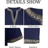Runcati Mens Medieval Costume Halloween Renaissance Tunic Viking Knight Pirate Warrior LARP Shirts(Navy)