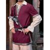 Runcati Mens Medieval Costume Halloween Renaissance Tunic Viking Knight Pirate Warrior LARP Shirts(Wine Red)