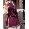 Runcati Mens Medieval Costume Halloween Renaissance Tunic Viking Knight Pirate Warrior LARP Shirts(Wine Red)