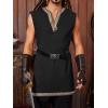 Runcati Mens Medieval Costume Pirate Renaissance Sleeveless Tunic Knight Viking Halloween LARP Shirts(Black)