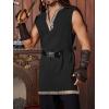 Runcati Mens Medieval Costume Pirate Renaissance Sleeveless Tunic Knight Viking Halloween LARP Shirts(Black)