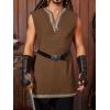 Runcati Mens Medieval Costume Pirate Renaissance Sleeveless Tunic Knight Viking Halloween LARP Shirts(Brown)