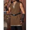 Runcati Mens Medieval Costume Pirate Renaissance Sleeveless Tunic Knight Viking Halloween LARP Shirts(Brown)