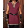 Runcati Mens Medieval Costume Pirate Renaissance Sleeveless Tunic Knight Viking Halloween LARP Shirts(Burgundy)