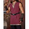 Runcati Mens Medieval Costume Pirate Renaissance Sleeveless Tunic Knight Viking Halloween LARP Shirts(Burgundy)