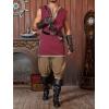 Runcati Mens Medieval Costume Pirate Renaissance Sleeveless Tunic Knight Viking Halloween LARP Shirts(Burgundy)