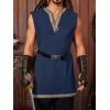 Runcati Mens Medieval Costume Pirate Renaissance Sleeveless Tunic Knight Viking Halloween LARP Shirts(Navy)
