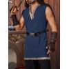 Runcati Mens Medieval Costume Pirate Renaissance Sleeveless Tunic Knight Viking Halloween LARP Shirts(Navy)