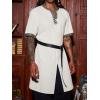 Runcati Mens Medieval Pirate Costume Tunic Renaissance Knight Warrior Viking LARP Halloween Tops(A-beige)