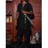 Runcati Mens Medieval Pirate Costume Tunic Renaissance Knight Warrior Viking LARP Halloween Tops(A-black)