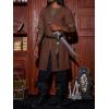Runcati Mens Medieval Pirate Costume Tunic Renaissance Knight Warrior Viking LARP Halloween Tops(A-brown)