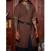 Runcati Mens Medieval Pirate Costume Tunic Renaissance Knight Warrior Viking LARP Halloween Tops(A-brown)