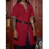 Runcati Mens Medieval Pirate Costume Tunic Renaissance Knight Warrior Viking LARP Halloween Tops(A-dark Red)