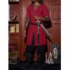 Runcati Mens Medieval Pirate Costume Tunic Renaissance Knight Warrior Viking LARP Halloween Tops(A-dark Red)