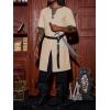 Runcati Mens Medieval Pirate Costume Tunic Renaissance Knight Warrior Viking LARP Halloween Tops(A-light Khaki)