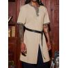 Runcati Mens Medieval Pirate Costume Tunic Renaissance Knight Warrior Viking LARP Halloween Tops(A-light Khaki)