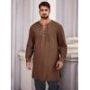 Runcati Mens Medieval Pirate Costume Tunic Renaissance Viking Lace Up Cotton Shirts Knight Warrior LARP Halloween Tops(Brown)