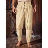 Runcati Mens Medieval Pirate Pants Renaissance Ankle Banded Viking Ren Faire Pants Lace Up Halloween Costume Trousers(Beige)