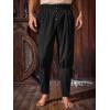 Runcati Mens Medieval Pirate Pants Renaissance Ankle Banded Viking Ren Faire Pants Lace Up Halloween Costume Trousers(Black)