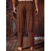 Runcati Mens Medieval Pirate Pants Renaissance Ankle Banded Viking Ren Faire Pants Lace Up Halloween Costume Trousers(Coffee)