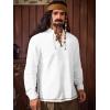 Runcati Mens Medieval Pirate Shirt Renaissance Viking Long Sleeve Shirts Lace Up Scottish Halloween Costume Tops(White)