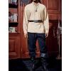 Runcati Mens Medieval Pirate Shirt Steampunk Viking Renaissance Long Sleeve Lace Up Scottish Halloween Costume Tops(Beige)